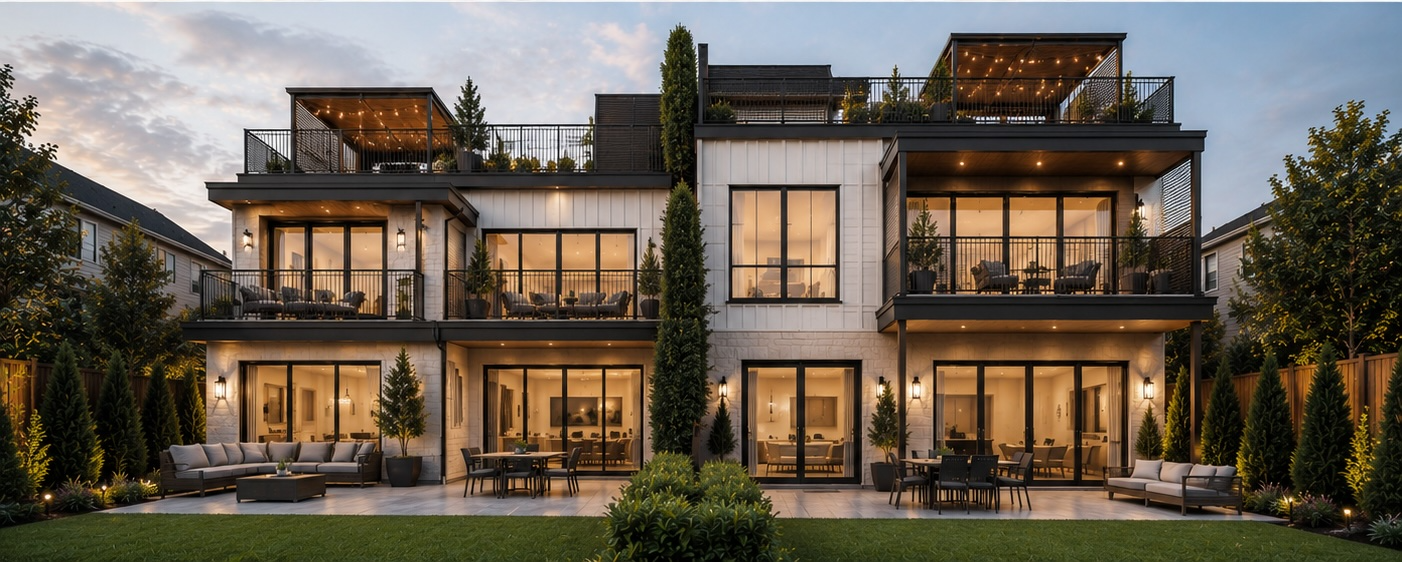 Rendering of the proposed front duplex, rear elevation