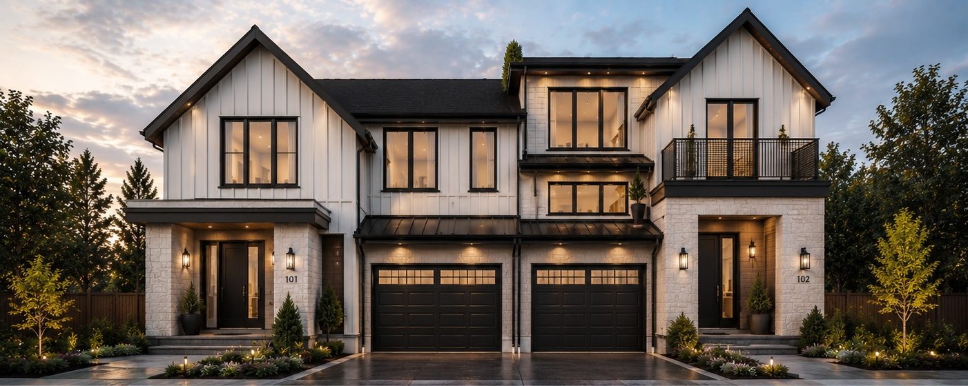 Rendering of the proposed front duplex, street elevation