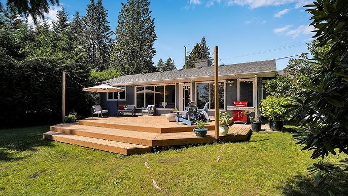 Existing rancher, rear yard and deck